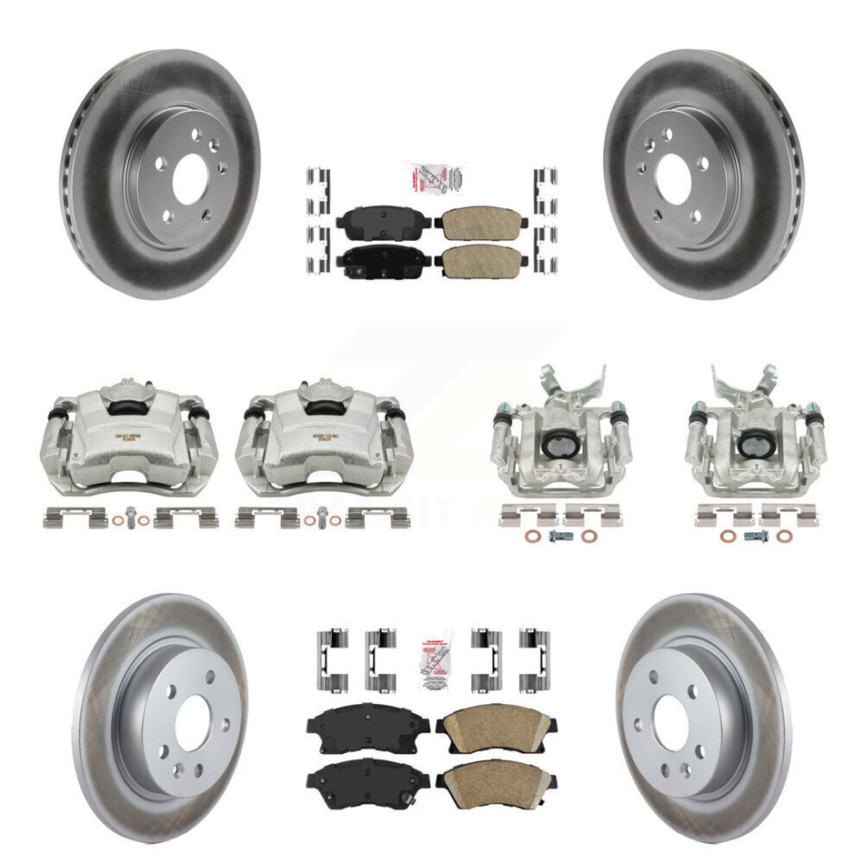 Front Rear Disc Brake Caliper Coated Rotors And Ceramic Pads Kit (10Pc) For 2013-2014 Chevrolet Sonic RS KCG-101889N