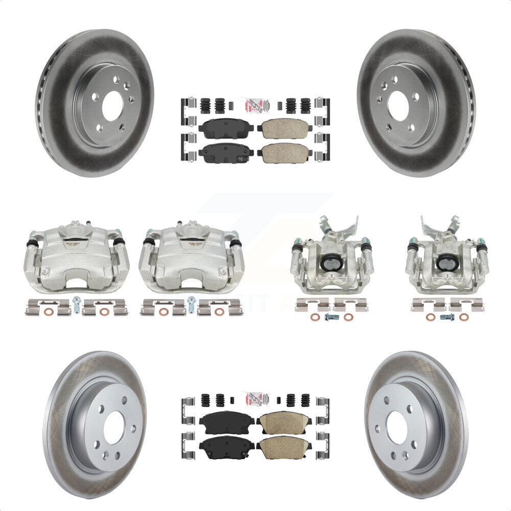 Front Rear Disc Brake Caliper Coated Rotors And Ceramic Pads Kit (10Pc) For 2013-2017 Buick Encore Chevrolet Trax KCG-101890N by Transit Auto