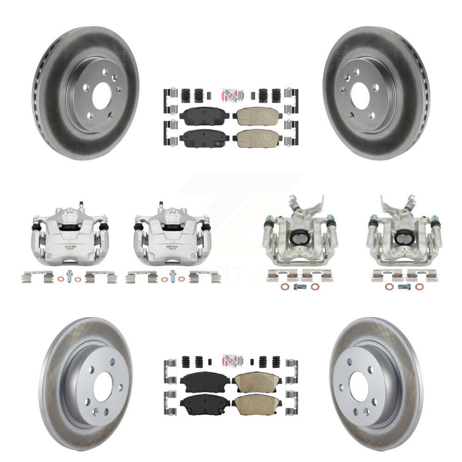 Front Rear Disc Brake Caliper Coated Rotors And Ceramic Pads Kit (10Pc) For 2013-2017 Buick Encore Chevrolet Trax KCG-101890N
