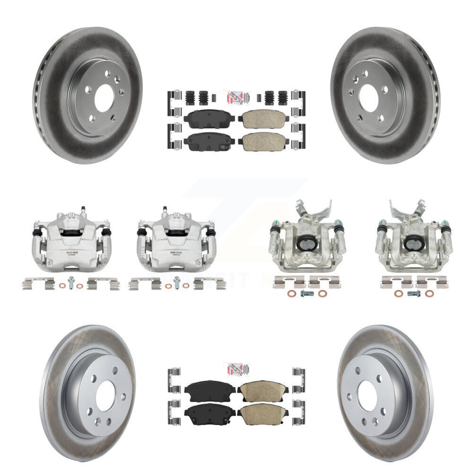 Front Rear Disc Brake Caliper Coated Rotors And Ceramic Pads Kit (10Pc) For 2013-2017 Buick Encore Chevrolet Trax KCG-101891N