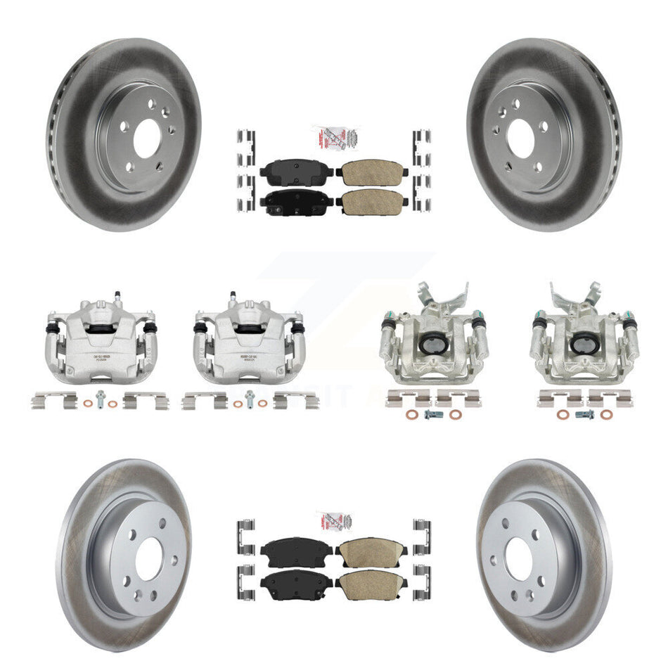 Front Rear Disc Brake Caliper Coated Rotors And Ceramic Pads Kit (10Pc) For 2013-2017 Buick Encore Chevrolet Trax KCG-101893N