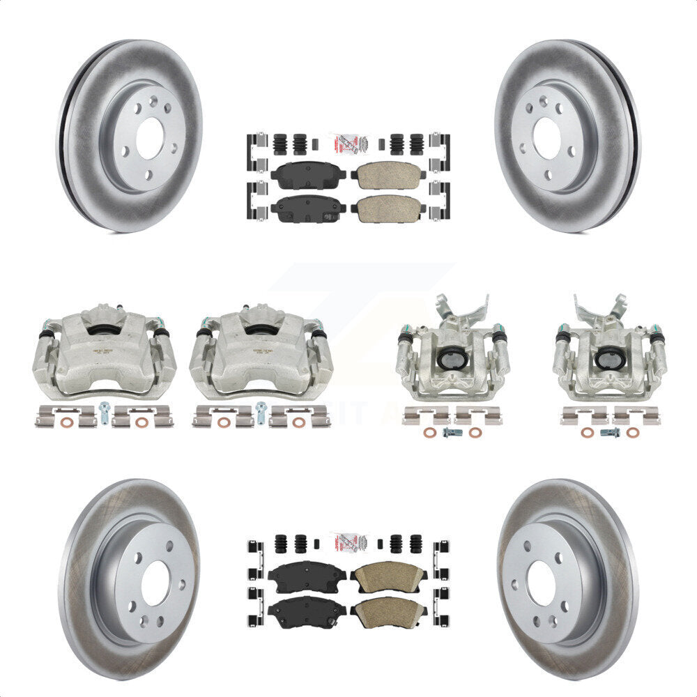 Front Rear Disc Brake Caliper Coated Rotors And Ceramic Pads Kit (10Pc) For Chevrolet Sonic KCG-101894N by Transit Auto