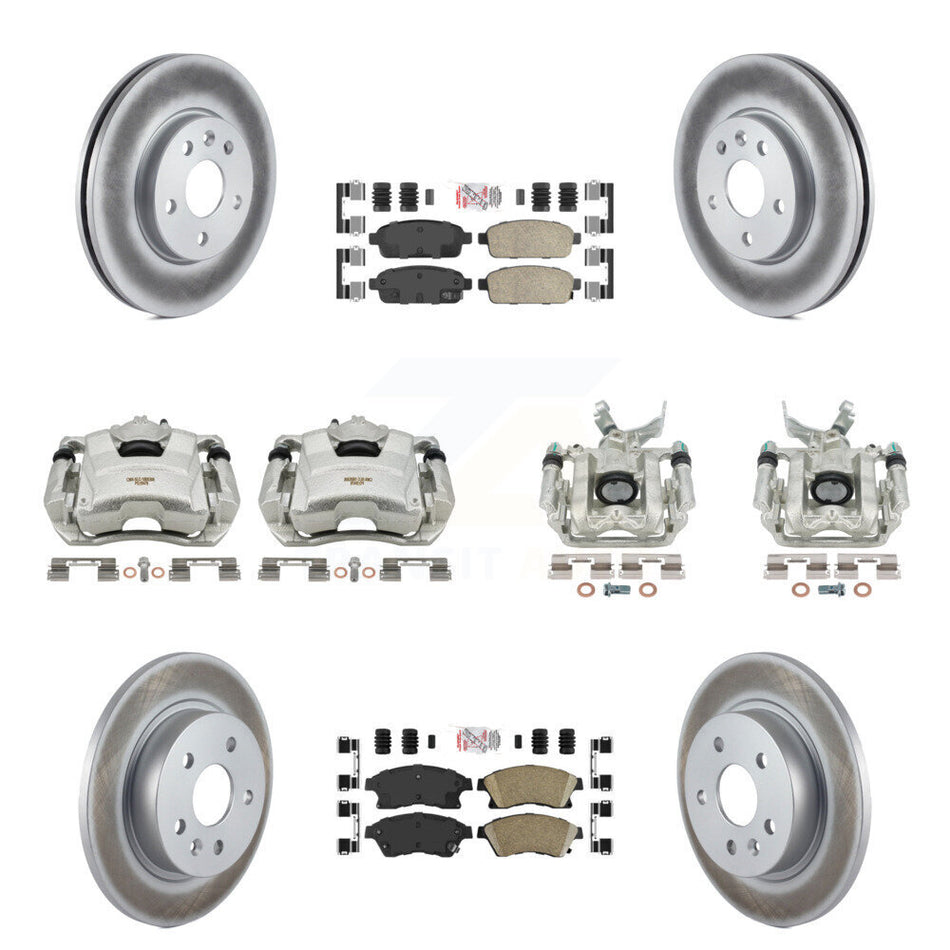 Front Rear Disc Brake Caliper Coated Rotors And Ceramic Pads Kit (10Pc) For Chevrolet Sonic KCG-101894N