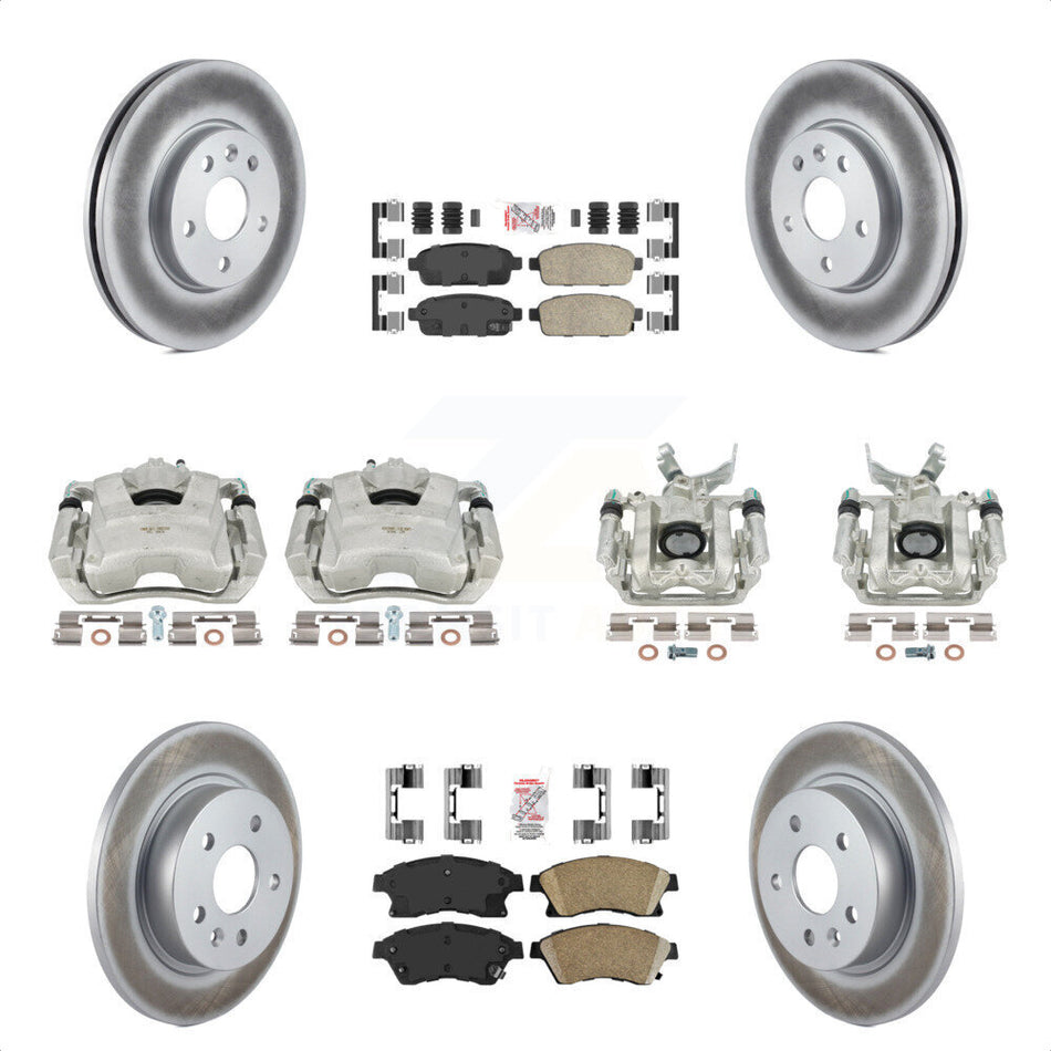 Front Rear Disc Brake Caliper Coated Rotors And Ceramic Pads Kit (10Pc) For Chevrolet Sonic KCG-101895N by Transit Auto