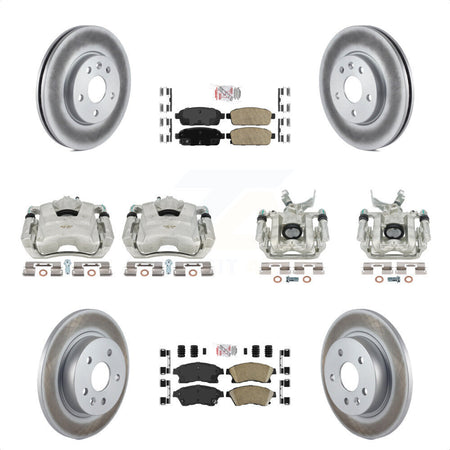 Front Rear Disc Brake Caliper Coated Rotors And Ceramic Pads Kit (10Pc) For Chevrolet Sonic KCG-101896N by Transit Auto