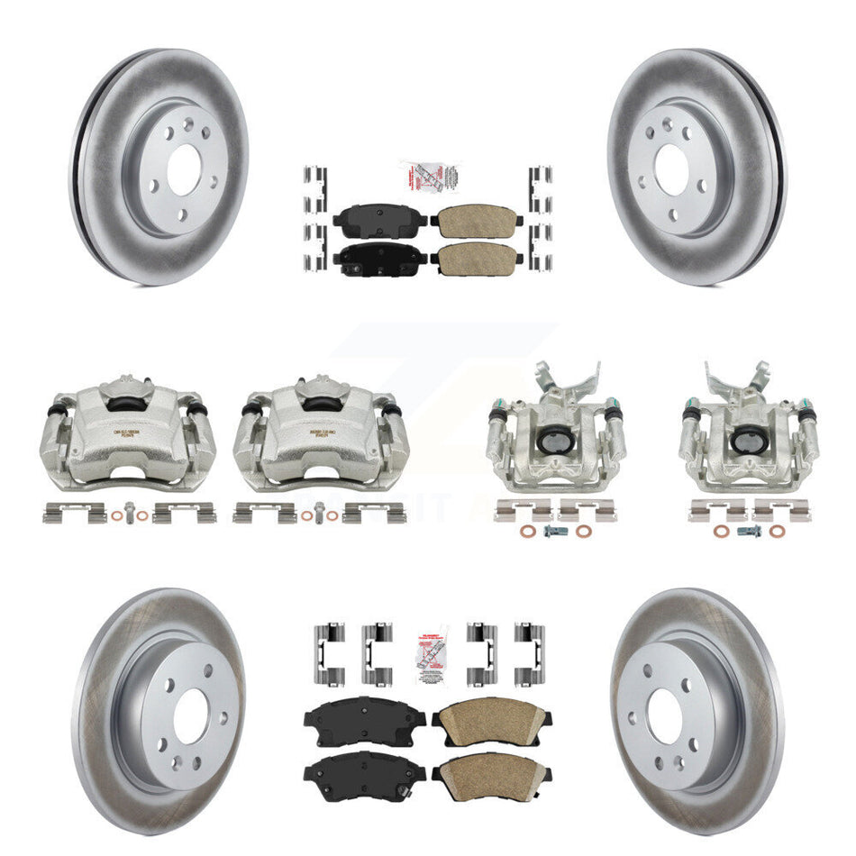 Front Rear Disc Brake Caliper Coated Rotors And Ceramic Pads Kit (10Pc) For Chevrolet Sonic KCG-101897N