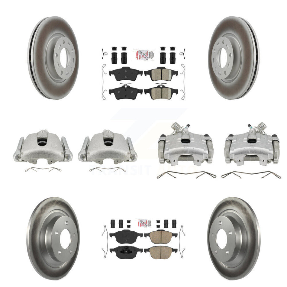 Front Rear Disc Brake Caliper Coated Rotors And Ceramic Pads Kit (10Pc) For Mazda 5 KCG-101912N