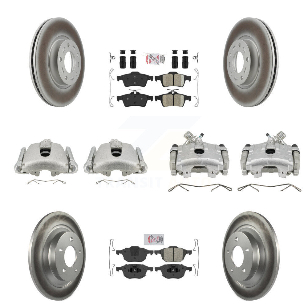Front Rear Disc Brake Caliper Coated Rotors And Ameribrakes Pads Kit (10Pc) For Mazda 5 KCG-101914N