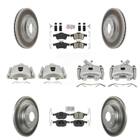 Front Rear Disc Brake Caliper Coated Rotors And Ameribrakes Pads Kit (10Pc) For Mazda 5 KCG-101914N