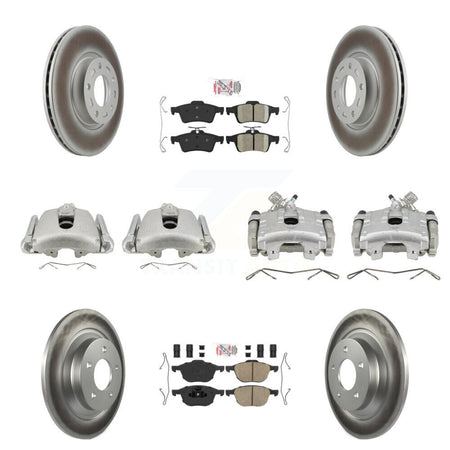 Front Rear Disc Brake Caliper Coated Rotors And Ceramic Pads Kit (10Pc) For Mazda 5 KCG-101915N