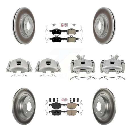 Front Rear Disc Brake Caliper Coated Rotors And Ameribrakes Pads Kit (10Pc) For Mazda 5 KCG-101918N