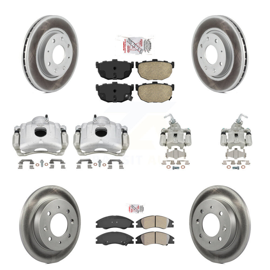 Front Rear Brake Caliper Coat Rotors Ameribrakes Pad Kit (10Pc) For Kia Spectra Spectra5 KCG-101921N
