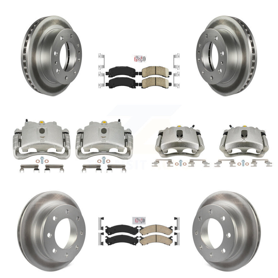 Front Rear Disc Brake Caliper Coated Rotors And Ceramic Pads Kit (10Pc) For Chevrolet Express 2500 GMC Savana KCG-101925N