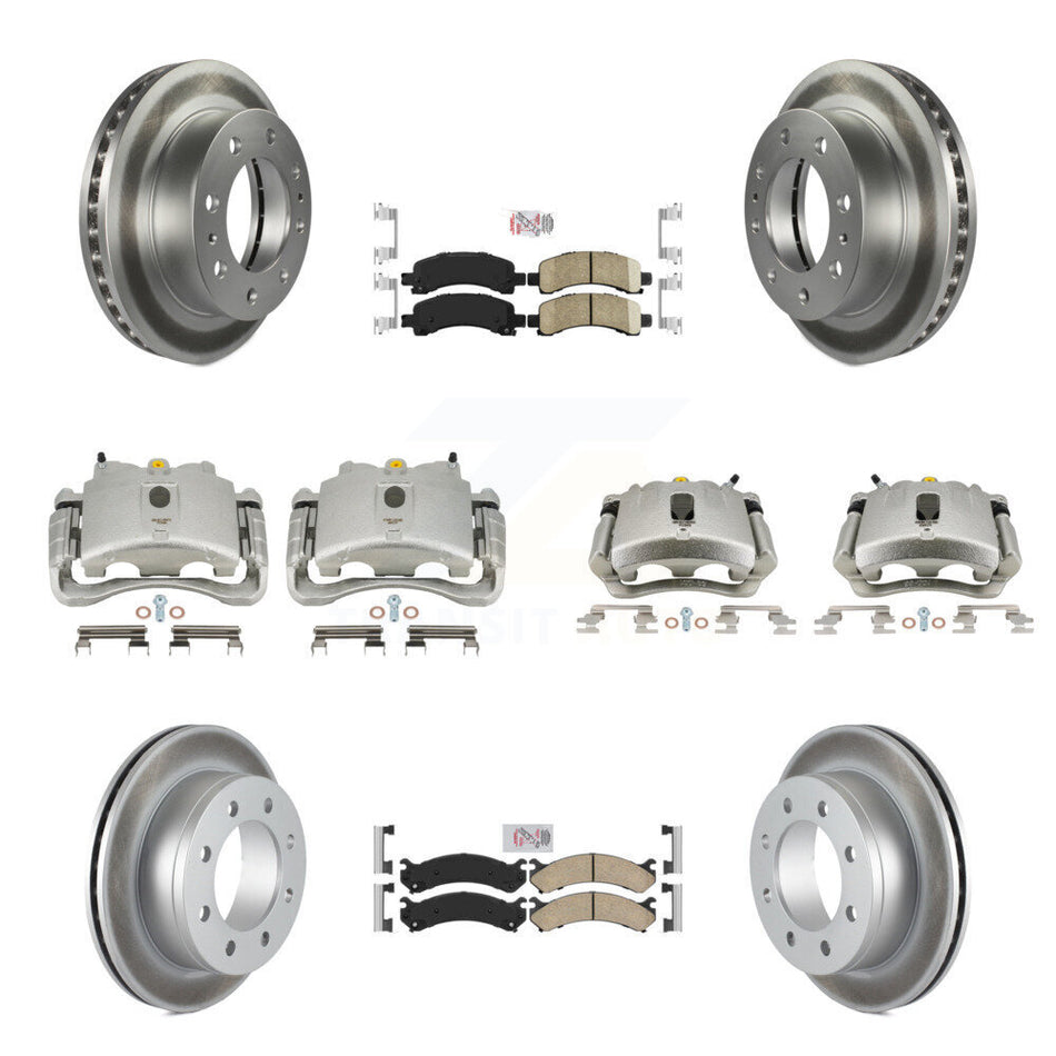 Front Rear Disc Brake Caliper Coated Rotors And Ceramic Pads Kit (10Pc) For Chevrolet Express 2500 GMC Savana KCG-101926N