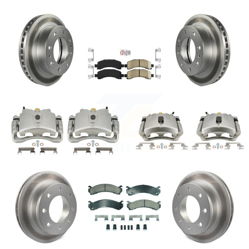 Front Rear Disc Brake Caliper Coated Rotors And Ceramic Pads Kit (10Pc) For Chevrolet Express 2500 GMC Savana KCG-101927N