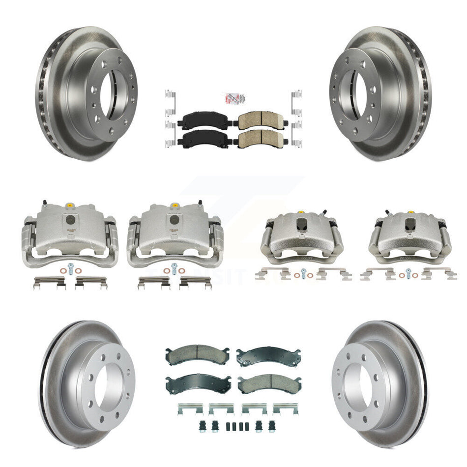 Front Rear Disc Brake Caliper Coated Rotors And Ceramic Pads Kit (10Pc) For Chevrolet Express 2500 GMC Savana KCG-101928N