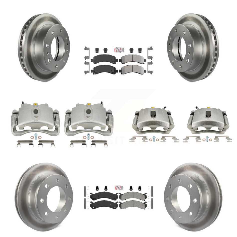 Front Rear Disc Brake Caliper Coated Rotors And Semi-Metallic Pads Kit (10Pc) For Chevrolet Express 2500 GMC Savana KCG-101929N