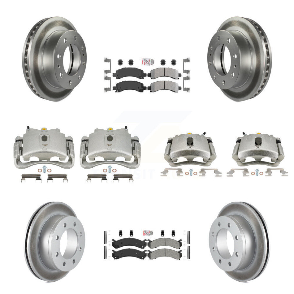 Front Rear Disc Brake Caliper Coated Rotors And Semi-Metallic Pads Kit (10Pc) For Chevrolet Express 2500 GMC Savana KCG-101930N