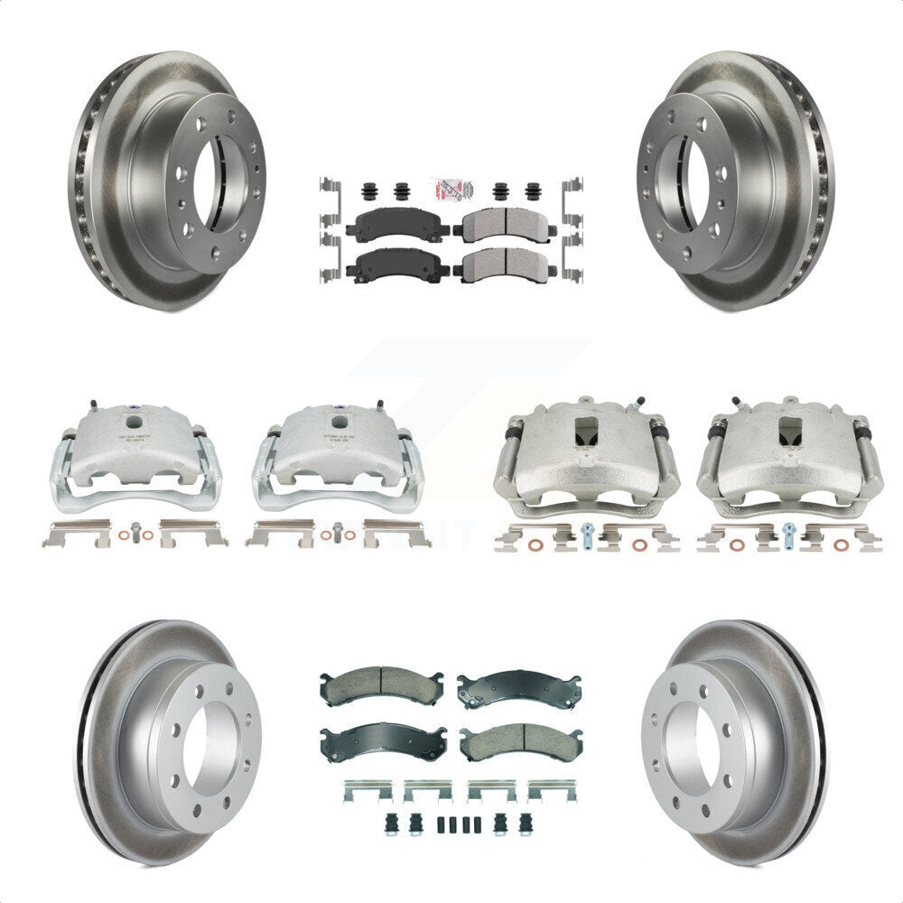 Front Rear Disc Brake Caliper Coated Rotors And Semi-Metallic Pads Kit (10Pc) For Chevrolet Express 2500 GMC Savana KCG-101934N by Transit Auto