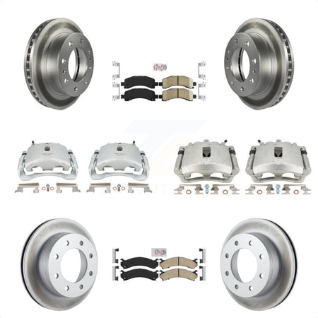 Front Rear Disc Brake Caliper Coated Rotors And Ceramic Pads Kit (10Pc) For Chevrolet Express 2500 GMC Savana KCG-101936N by Transit Auto