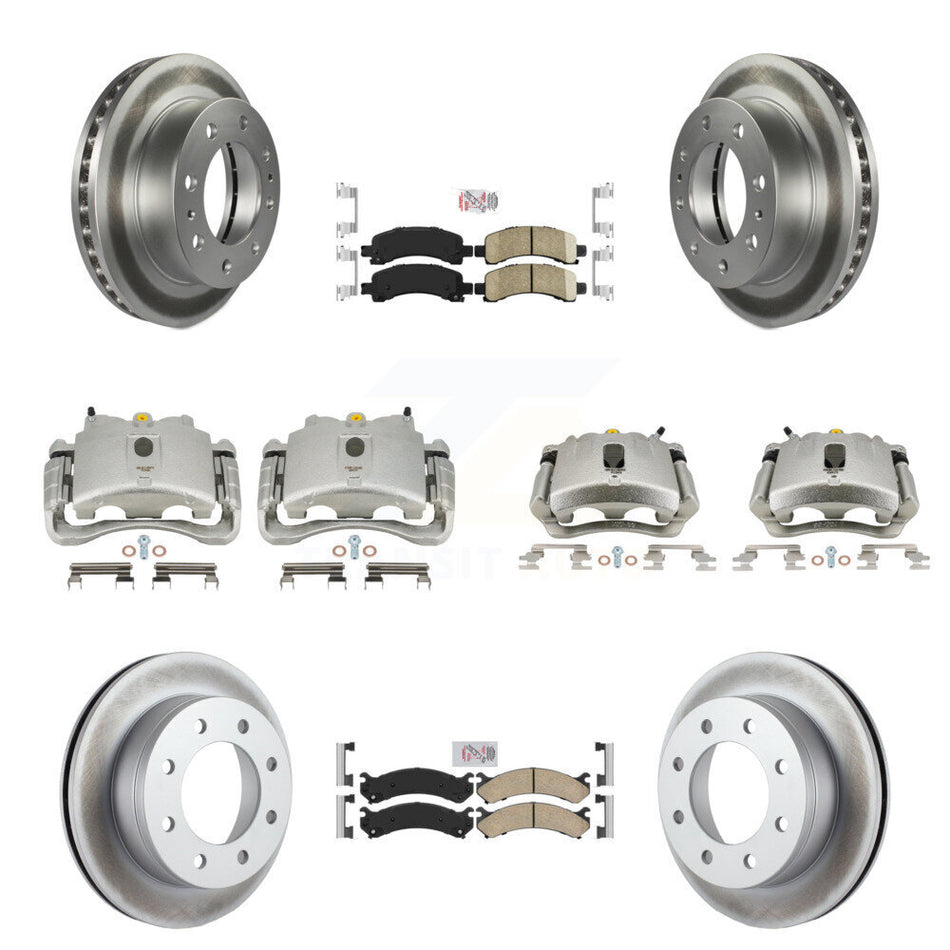 Front Rear Disc Brake Caliper Coated Rotors And Ceramic Pads Kit (10Pc) For Chevrolet Express 2500 GMC Savana KCG-101936N