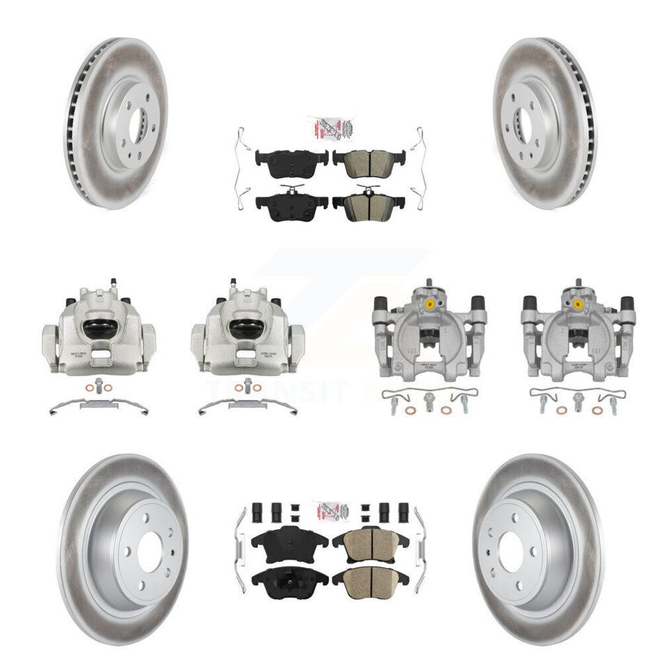 Front Rear Brake Caliper Coat Rotor & Ameribrakes Pad Kit (10Pc) For Ford Fusion Lincoln KCG-101942N