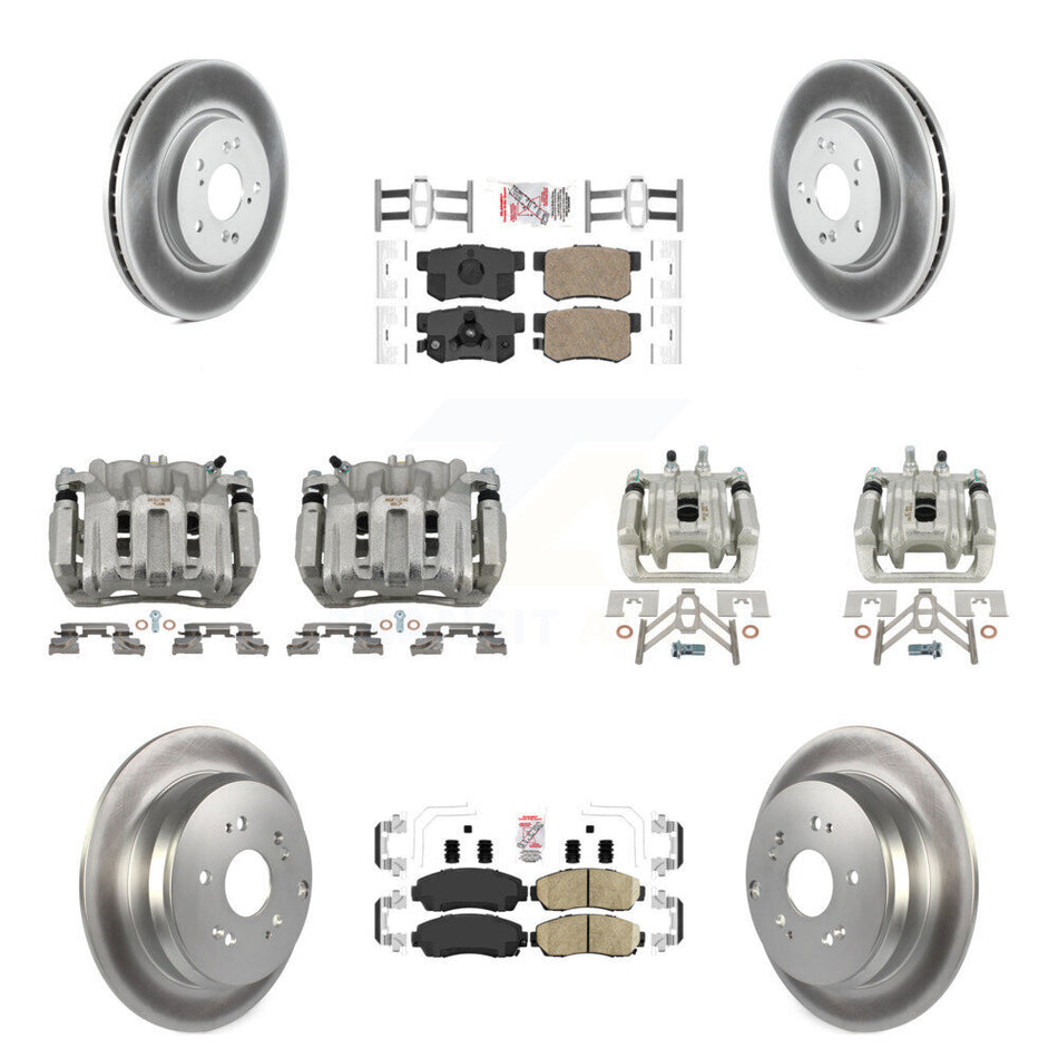 Front Rear Disc Brake Caliper Coat Rotor Ceramic Pad Kit (10Pc) For Honda CR-V Acura RDX KCG-101953N