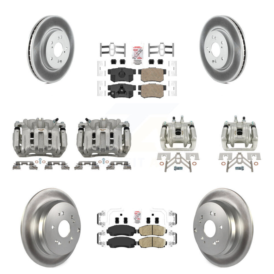 Front Rear Disc Brake Caliper Coat Rotor Ceramic Pad Kit (10Pc) For Honda CR-V Acura RDX KCG-101955N