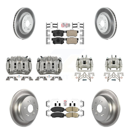 Front Rear Disc Brake Caliper Coated Rotors And Ceramic Pads Kit (10Pc) For Acura RDX KCG-101959N