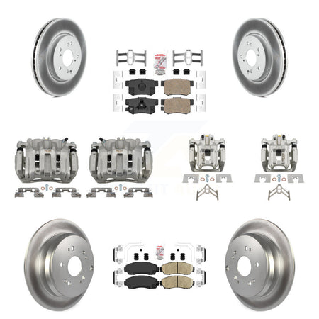Front Rear Disc Brake Caliper Coated Rotors And Ceramic Pads Kit (10Pc) For Honda CR-V KCG-101963N