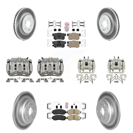 Front Rear Brake Caliper Coat Rotors & Ceramic Pad Kit (10Pc) For Honda Accord Crosstour KCG-101967N