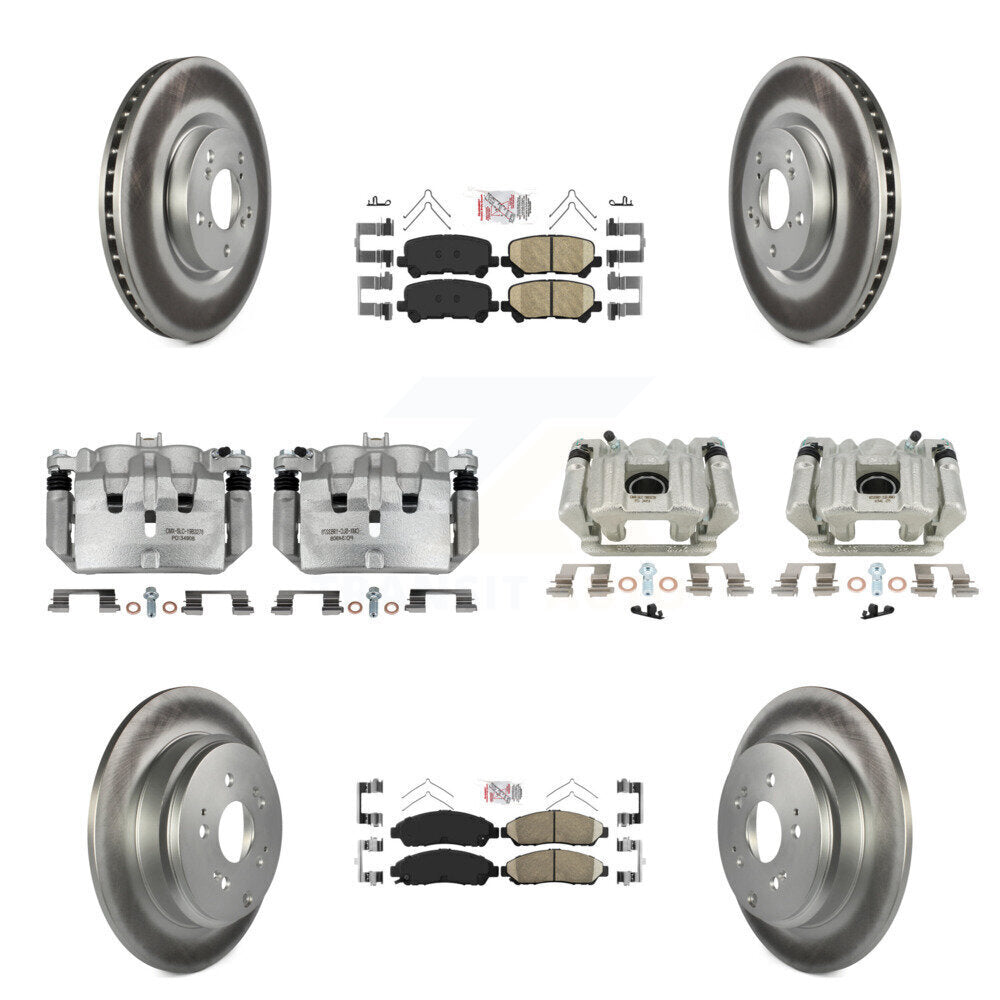 Front Rear Disc Brake Caliper Coated Rotors And Ceramic Pad Kit (10Pc) For Acura MDX ZDX KCG-101970N