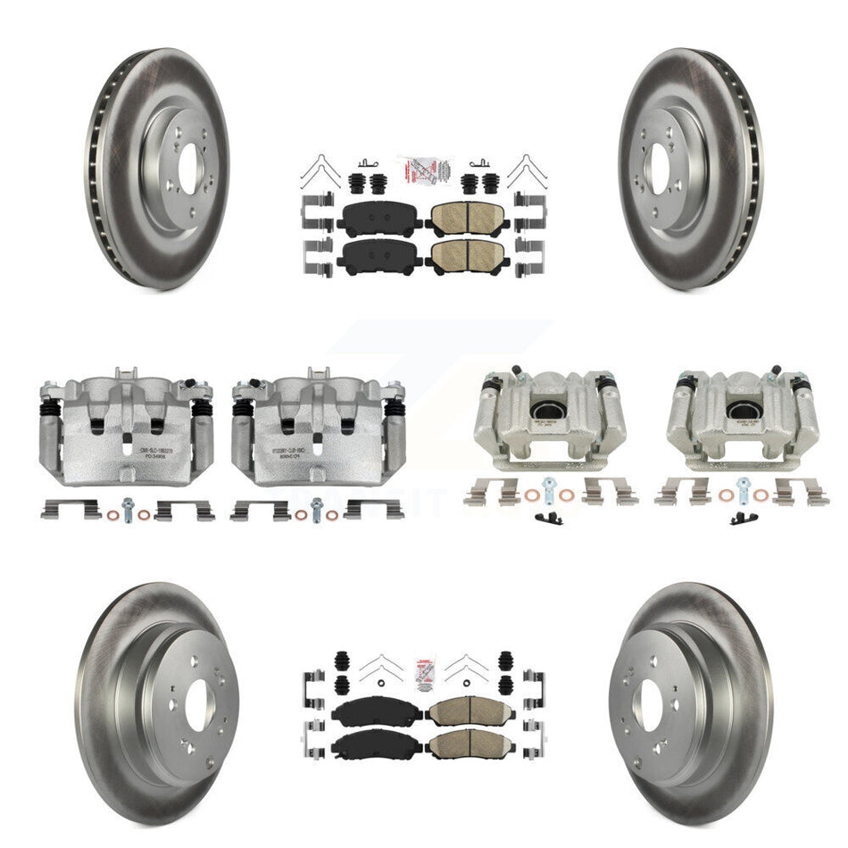 Front Rear Disc Brake Caliper Coated Rotors And Ceramic Pad Kit (10Pc) For Acura MDX ZDX KCG-101971N