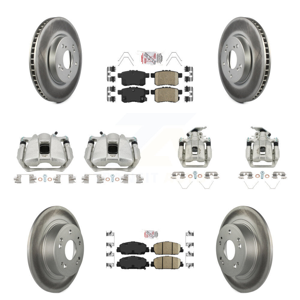 Front Rear Disc Brake Caliper Coated Rotors And Ceramic Pads Kit (10Pc) For Honda Accord KCG-101975N