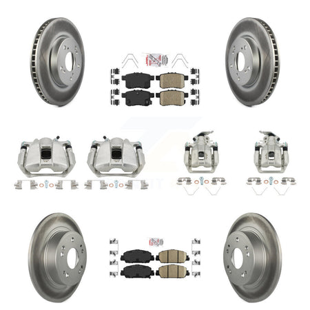 Front Rear Disc Brake Caliper Coated Rotors And Ceramic Pads Kit (10Pc) For Honda Accord KCG-101975N