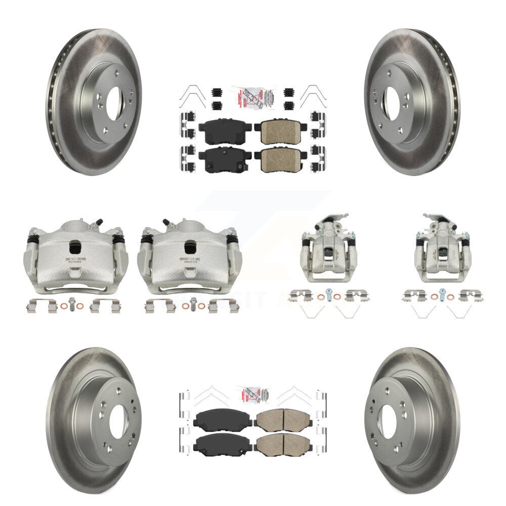 Front Rear Brake Caliper Coat Rotor Ceramic Pad Kit (10Pc) For Honda Accord LX with 2.4L KCG-101979N