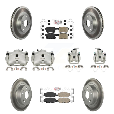 Front Rear Brake Caliper Coat Rotor Ceramic Pad Kit (10Pc) For Honda Accord LX with 2.4L KCG-101979N