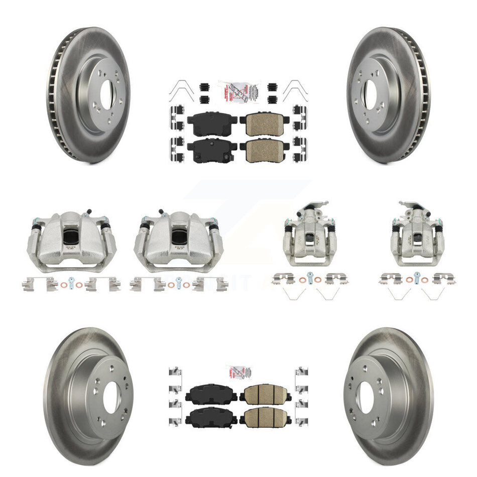 Front Rear Disc Brake Caliper Coated Rotors And Ceramic Pads Kit (10Pc) For Honda Accord KCG-101981N