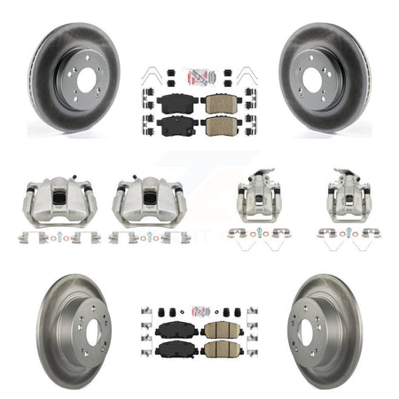 Front Rear Disc Brake Caliper Coated Rotors And Ceramic Pads Kit (10Pc) For Honda Accord KCG-101984N