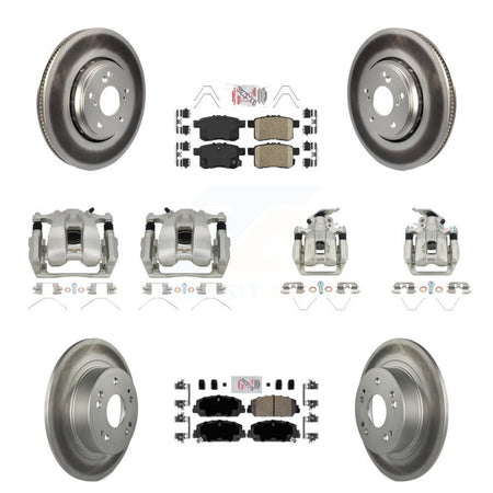 Front Rear Disc Brake Caliper Coated Rotors And Ceramic Pads Kit (10Pc) For Honda Accord KCG-101985N