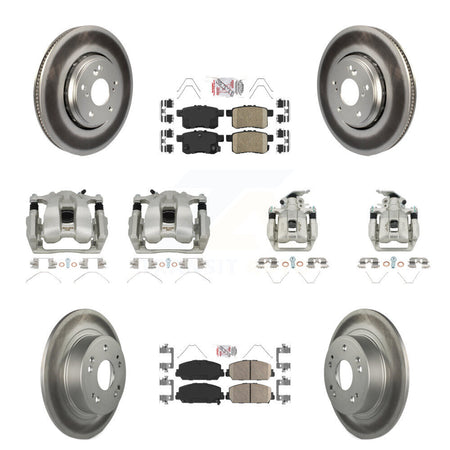 Front Rear Disc Brake Caliper Coated Rotors And Ceramic Pads Kit (10Pc) For Honda Accord KCG-101986N