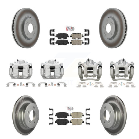 Front Rear Brake Caliper Coat Rotor Ceramic Pad Kit (10Pc) For Hyundai Sonata Kia Optima KCG-101998N