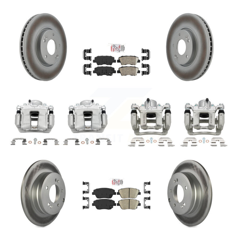 Front Rear Brake Caliper Coat Rotor Ceramic Pad Kit (10Pc) For Hyundai Sonata Kia Optima KCG-101998N