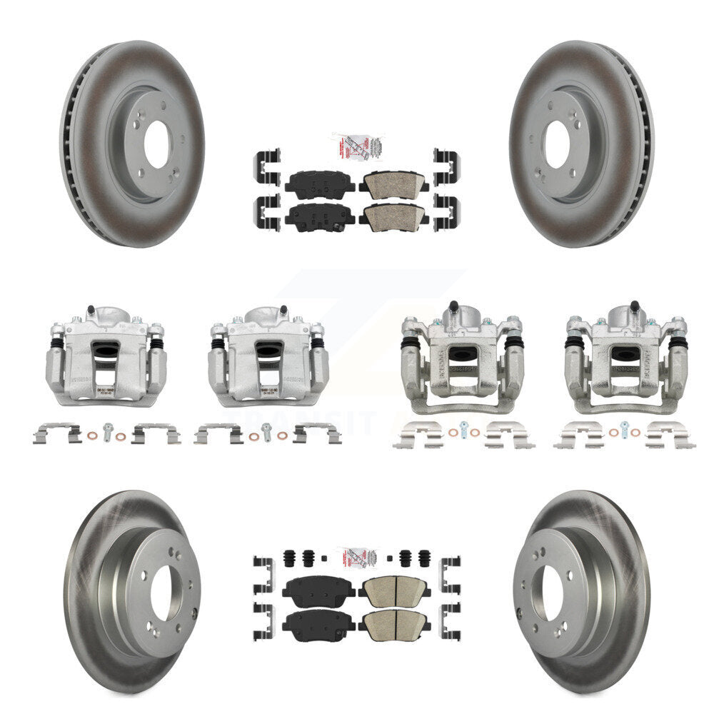 Front Rear Brake Caliper Coat Rotor Ceramic Pad Kit (10Pc) For Hyundai Sonata Kia Optima KCG-101999N