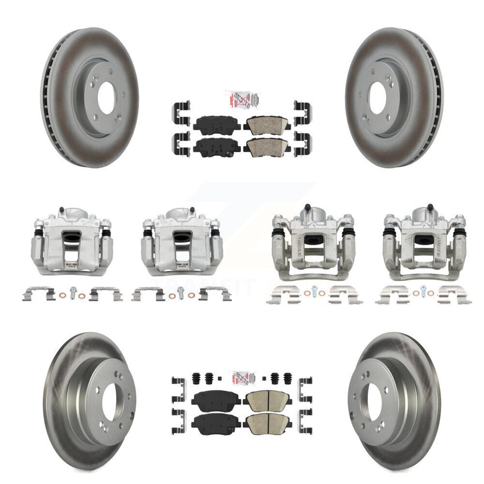 Front Rear Brake Caliper Coat Rotor Ceramic Pad Kit (10Pc) For Hyundai Sonata Kia Optima KCG-101999N