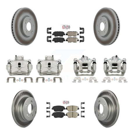 Front Rear Brake Caliper Coat Rotors Ceramic Pad Kit (10Pc) For 2014 Hyundai Sonata 2.0L KCG-102002N