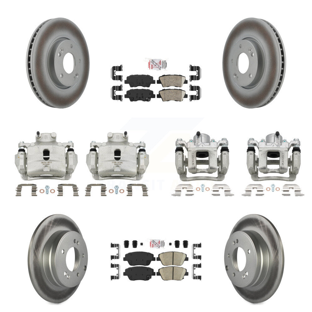 Front Rear Brake Caliper Coat Rotors Ceramic Pad Kit (10Pc) For 2014 Hyundai Sonata 2.0L KCG-102003N