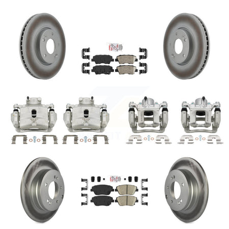 Front Rear Brake Caliper Coat Rotors Ceramic Pad Kit (10Pc) For 2014 Hyundai Sonata 2.0L KCG-102003N