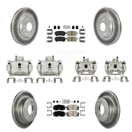 Front Rear Disc Brake Caliper Coated Rotor And Ceramic Pad Kit (10Pc) For Hyundai Sonata KCG-102006N