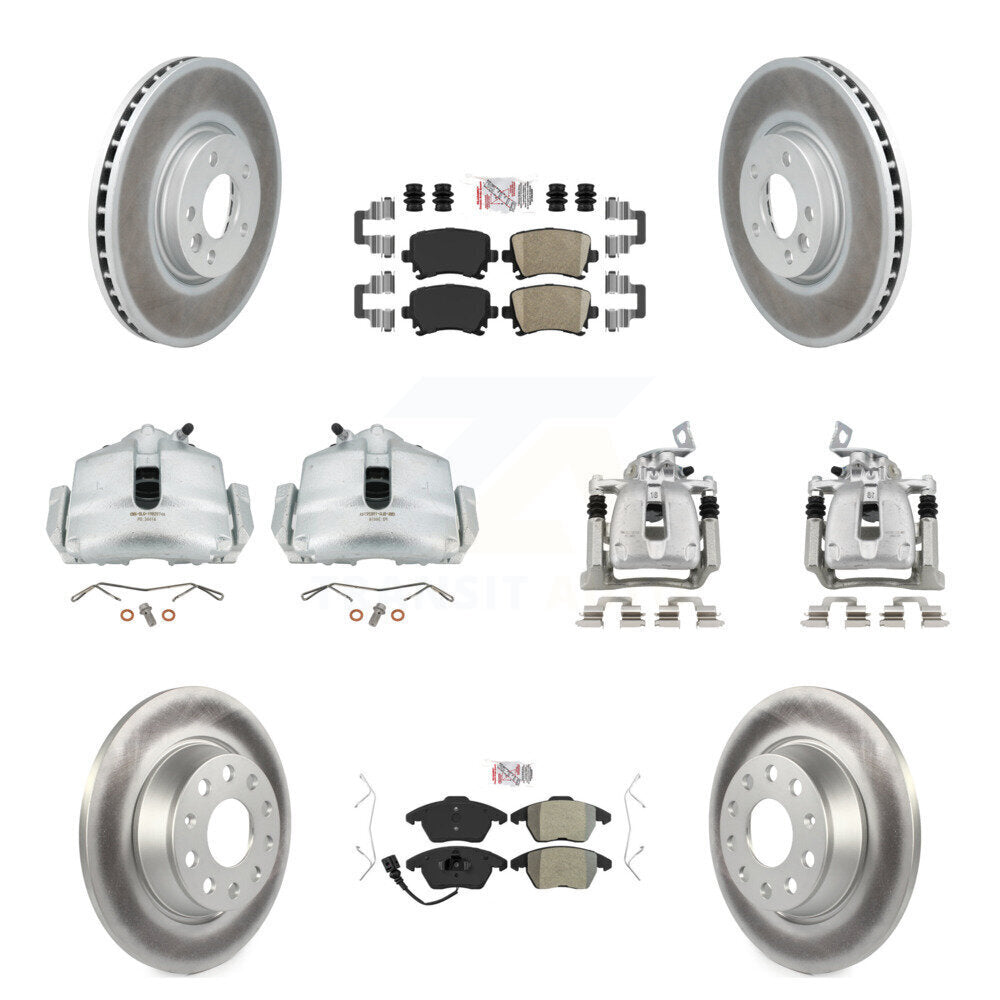 Front Rear Brake Caliper Coat Rotor Ameribrakes Pad Kit (10Pc) For 12 Volkswagen CC 2.0L KCG-102015N